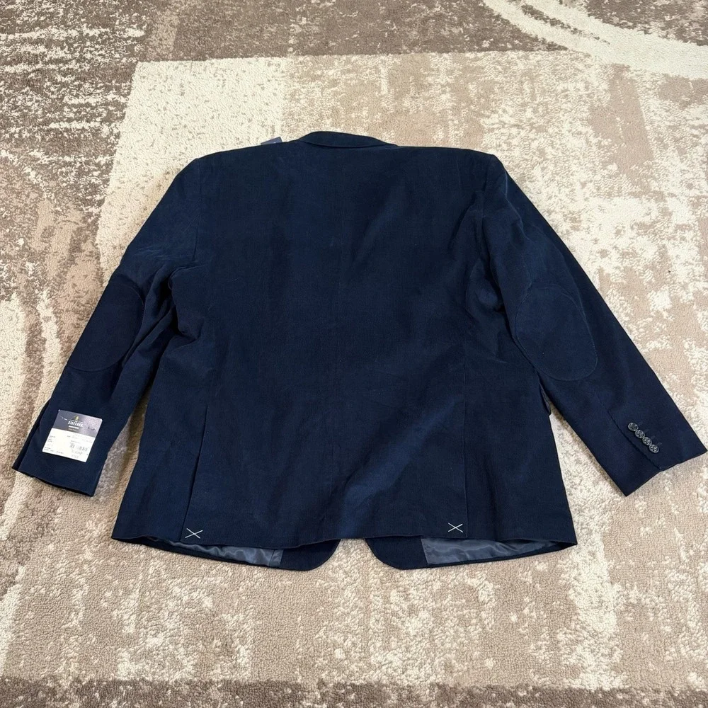 Stafford Blazer Jacket Mens 52R Corduroy Sport Coat Big And Tall Blue Elbow